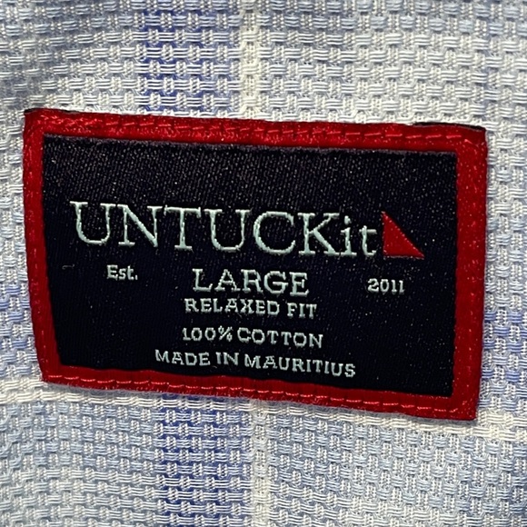 UNTUCKit Men's Button Up Shirt Pinord Style #40649 Size Large Blue Plaid Cotton - Picture 3 of 7